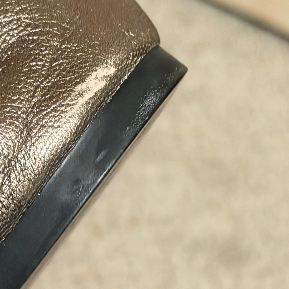 Michael Kors Metallic Bronze Leather Ballet Flats MK Logo Bow Size 8.5 - Picture 7 of 13